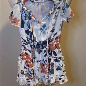 Cream Flutter Sleeve Blouse with Ruffled Tie Front